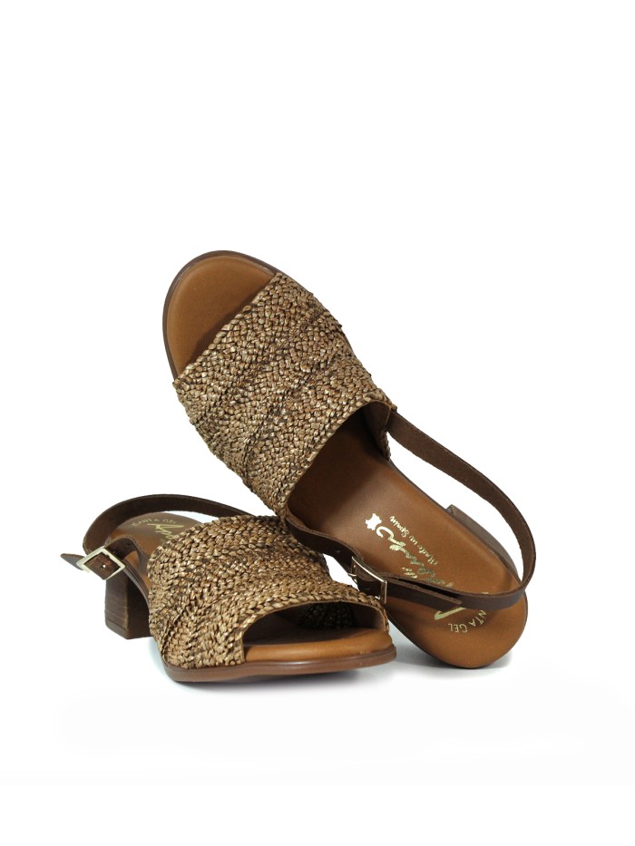 SANDALIAS DE TACÓN CON PLANTA DE GEL PARA MUJER APLAUSO 2732 CUERO