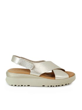 SANDALIAS DE PIEL CON PLANTA DE GEL PARA MUJER APLAUSO 6621 PLATINO
