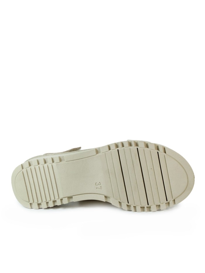 SANDALIAS DE PIEL CON PLANTA DE GEL PARA MUJER APLAUSO 6621 PLATINO