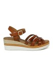 SANDALIAS DE PIEL CON CUÑA Y PLANTA DE GEL PARA MUJER APLAUSO 5542 CUERO