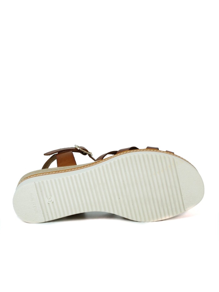 SANDALIAS DE PIEL CON CUÑA Y PLANTA DE GEL PARA MUJER APLAUSO 5542 CUERO