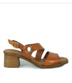 SANDALIAS DE PIEL CON TACÓN Y PLANTA DE GEL PARA MUJER APLAUSO 2791 CUERO
