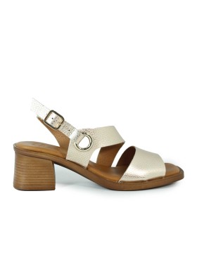 SANDALIAS DE PIEL CON TACÓN Y PLANTA DE GEL PARA MUJER APLAUSO 2791 PLATINO