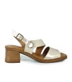 SANDALIAS DE PIEL CON TACÓN Y PLANTA DE GEL PARA MUJER APLAUSO 2791 PLATINO