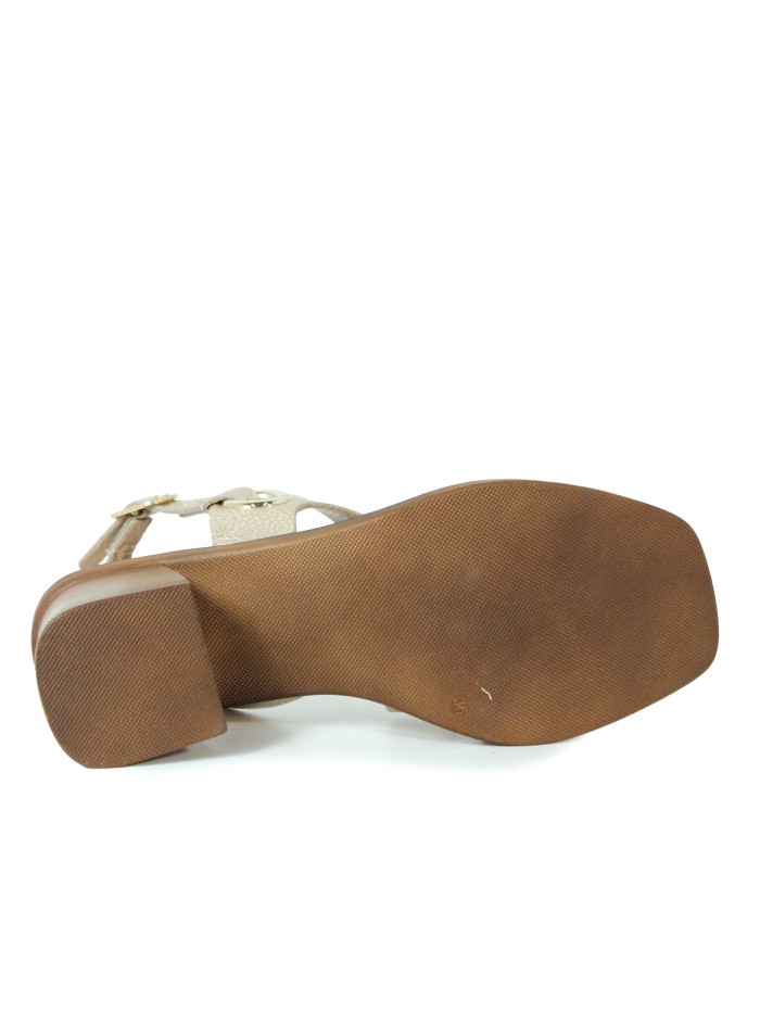 SANDALIAS DE PIEL CON TACÓN Y PLANTA DE GEL PARA MUJER APLAUSO 2791 PLATINO