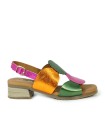 SANDALIAS CONFORT METALIZADAS DE PIEL PARA MUJER APLAUSO FUXIA MULTI 2684