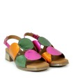 SANDALIAS CONFORT METALIZADAS DE PIEL PARA MUJER APLAUSO FUXIA MULTI 2684