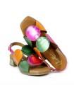 SANDALIAS CONFORT METALIZADAS DE PIEL PARA MUJER APLAUSO FUXIA MULTI 2684