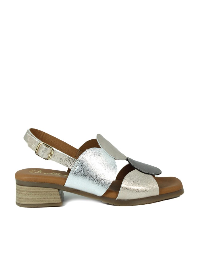 SANDALIAS CONFORT METALIZADAS PLATA PARA MUJER MULTI APLAUSO 2684