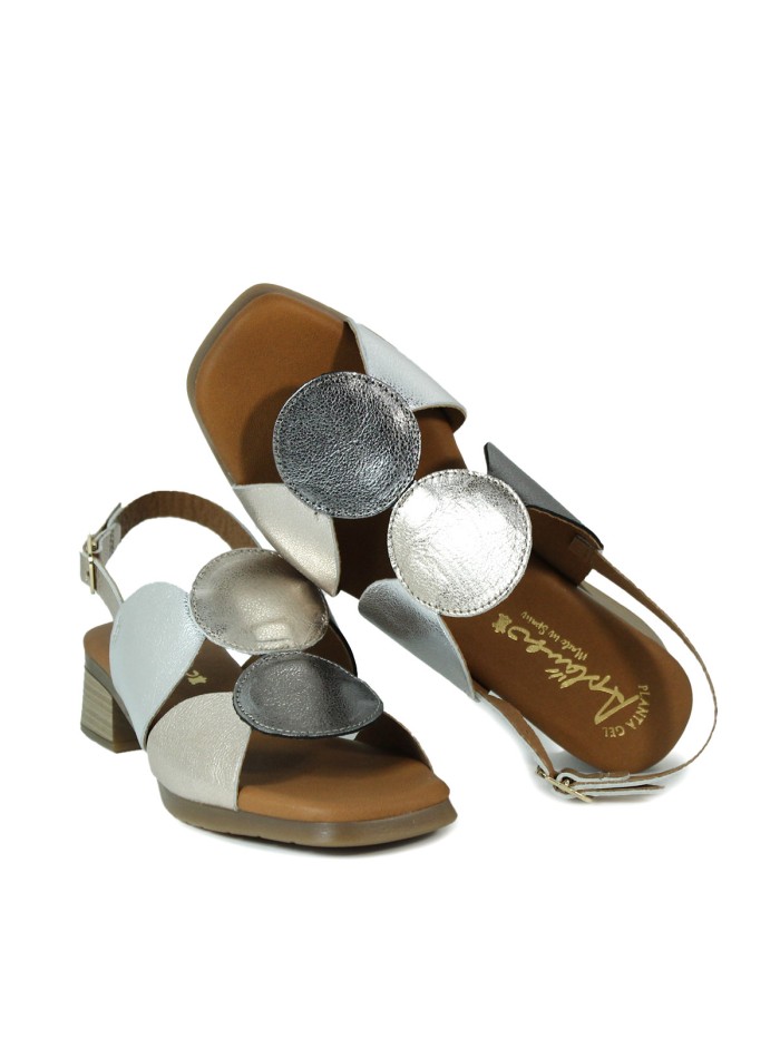 SANDALIAS CONFORT METALIZADAS PLATA PARA MUJER MULTI APLAUSO 2684