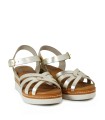 SANDALIAS DE CUÑA CON PLANTA DE GEL PARA MUJER APLAUSO 5542 PLATINO