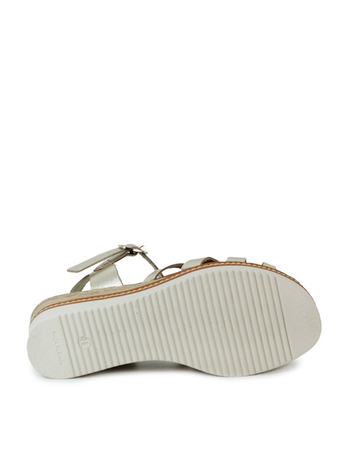 SANDALIAS DE CUÑA CON PLANTA DE GEL PARA MUJER APLAUSO 5542 PLATINO