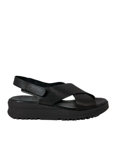 SANDALIAS DE PIEL CON PLANTA DE GEL PARA MUJER APLAUSO 6621 NEGRO