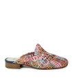 ZAPATO TEJIDO EN PIEL DESTALONADO CON TACÓN BAJO APLAUSO 1437 MULTIFUXIA