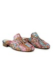 ZAPATO TEJIDO EN PIEL DESTALONADO CON TACÓN BAJO APLAUSO 1437 MULTIFUXIA