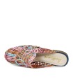 ZAPATO TEJIDO EN PIEL DESTALONADO CON TACÓN BAJO APLAUSO 1437 MULTIFUXIA