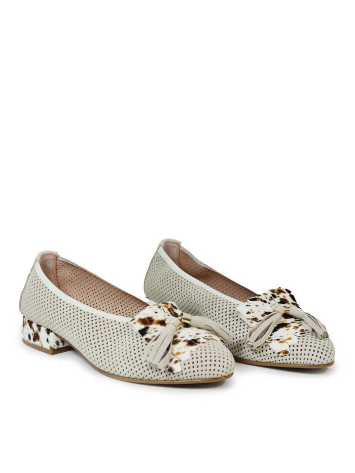 BAILARINA DE PIEL CON BORLA PARA MUJER APLAUSO ROCK 06 BEIGE