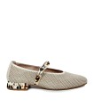 BAILARINA DE PIEL CON TACÓN ANIMAL PRINT DE MUJER APLAUSO ROCK 11 BEIGE