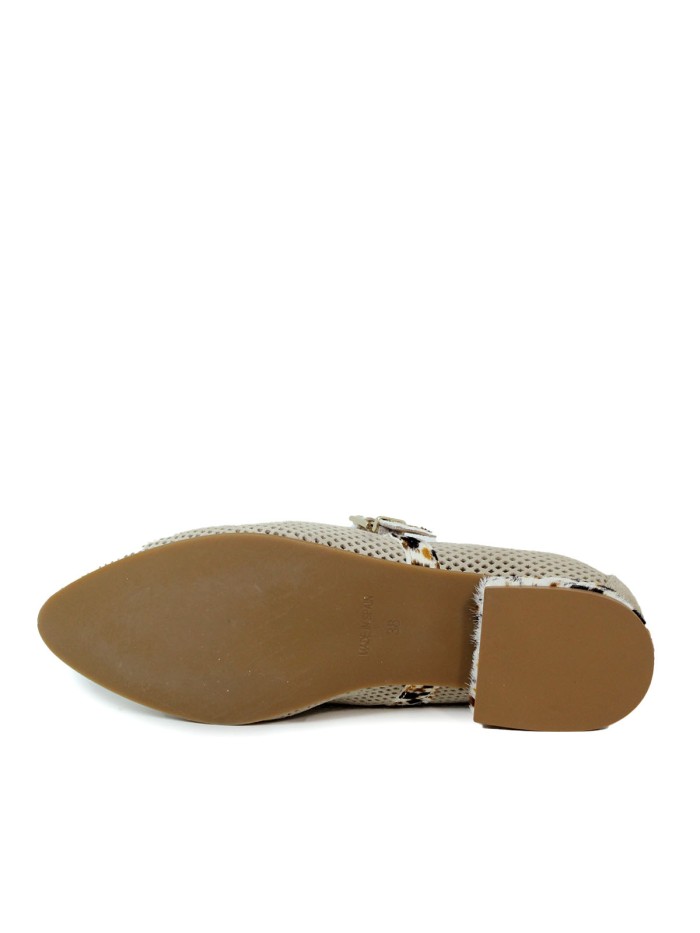 BAILARINA DE PIEL CON TACÓN ANIMAL PRINT DE MUJER APLAUSO ROCK 11 BEIGE
