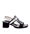 SANDALIA DE PIEL CON TACÓN PARA MUJER APLAUSO ROMA 01 BLANCO Y NEGRO