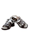 SANDALIA DE PIEL CON TACÓN PARA MUJER APLAUSO ROMA 01 BLANCO Y NEGRO