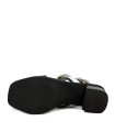 SANDALIA DE PIEL CON TACÓN PARA MUJER APLAUSO ROMA 01 BLANCO Y NEGRO
