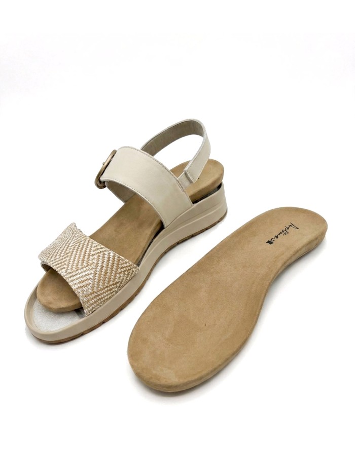 SANDALIAS DE PIEL CON PLANTILLA EXTRAIBLE PARA MUJER APLAUSO 4531 HIELO