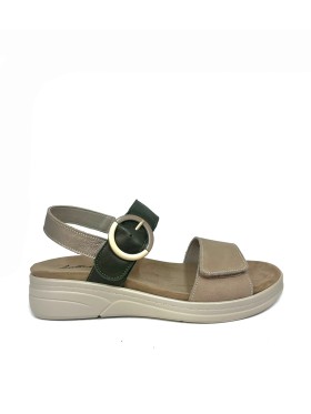 SANDALIAS DE PIEL CON PLANTILLA EXTRAIBLE PARA MUJER APLAUSO 4527 COMBI VERDE