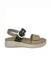 SANDALIAS DE PIEL CON PLANTILLA EXTRAIBLE PARA MUJER APLAUSO 4527 COMBI VERDE