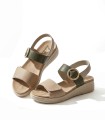 SANDALIAS DE PIEL CON PLANTILLA EXTRAIBLE PARA MUJER APLAUSO 4527 COMBI VERDE