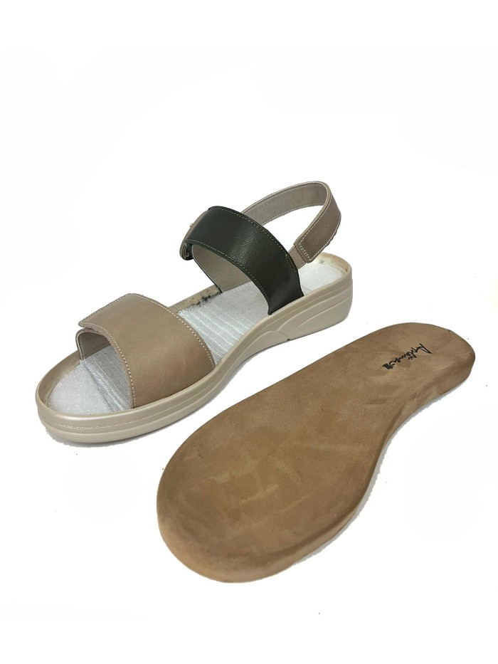 SANDALIAS DE PIEL CON PLANTILLA EXTRAIBLE PARA MUJER APLAUSO 4527 COMBI VERDE