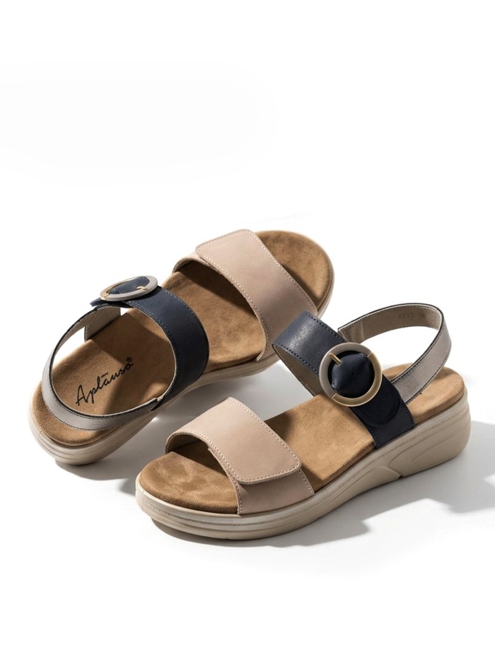 SANDALIAS DE PIEL CON PLANTILLA EXTRAIBLE PARA MUJER APLAUSO COMBI 4527 AZUL