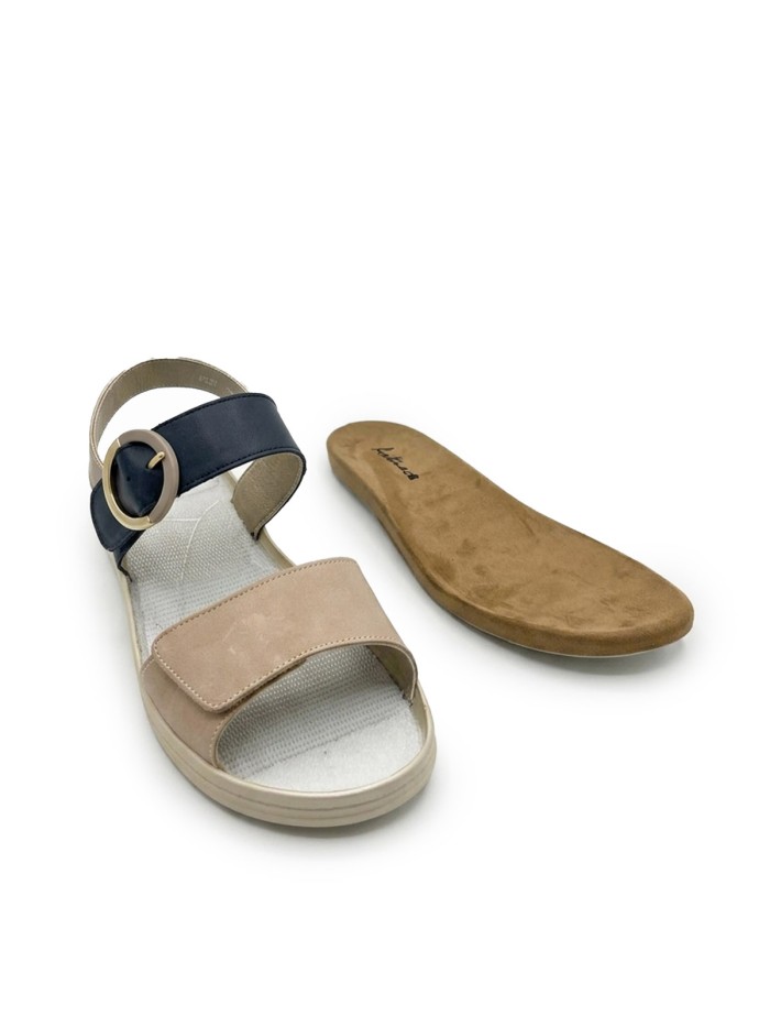 SANDALIAS DE PIEL CON PLANTILLA EXTRAIBLE PARA MUJER APLAUSO COMBI 4527 AZUL
