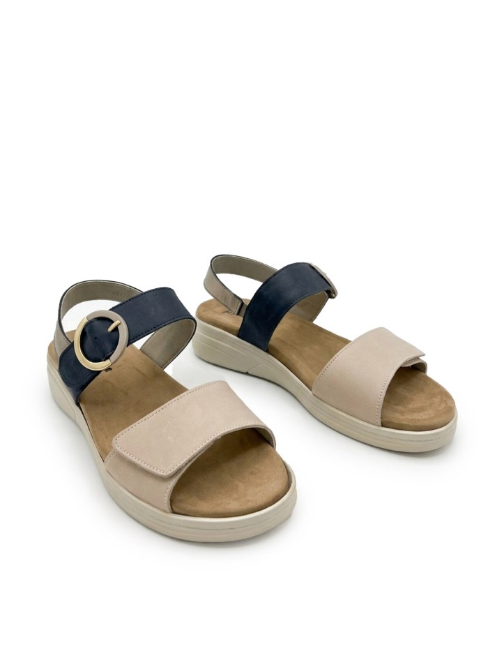 SANDALIAS DE PIEL CON PLANTILLA EXTRAIBLE PARA MUJER APLAUSO COMBI 4527 AZUL