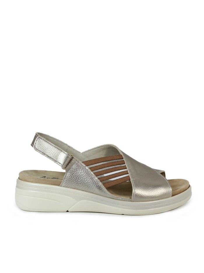 SANDALIAS DE PIEL CON PLANTILLA EXTRAIBLE PARA MUJER APLAUSO 4523 ORO