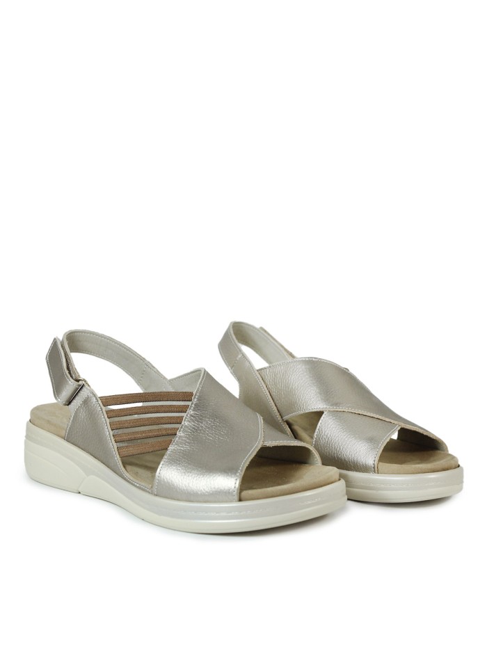 SANDALIAS DE PIEL CON PLANTILLA EXTRAIBLE PARA MUJER APLAUSO 4523 ORO
