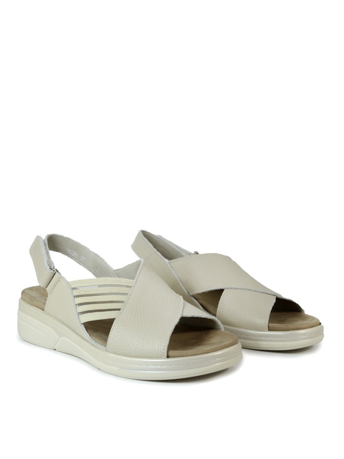 SANDALIAS DE PIEL CON PLANTILLA EXTRAIBLE PARA MUJER BEIGE APLAUSO 4523