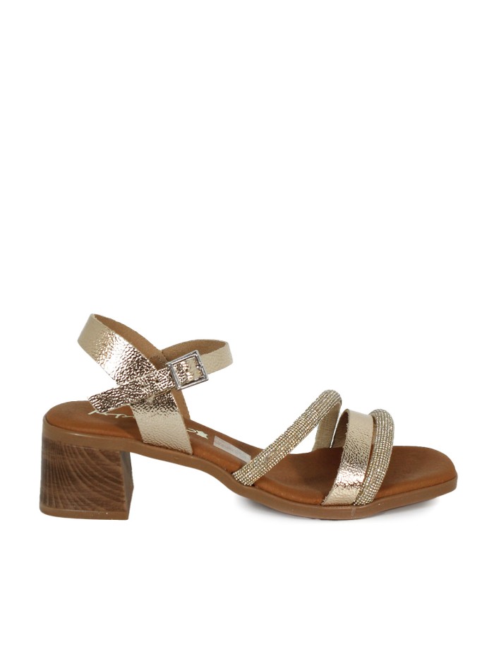 SANDALIAS DE PIEL METALIZADA CON PLANTA DE GEL PARA MUJER APLAUSO 5905 ORO