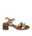 SANDALIAS DE PIEL METALIZADA CON PLANTA DE GEL PARA MUJER APLAUSO 5905 ORO