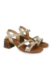SANDALIAS DE PIEL METALIZADA CON PLANTA DE GEL PARA MUJER APLAUSO 5905 ORO