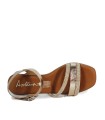 SANDALIAS DE PIEL METALIZADA CON PLANTA DE GEL PARA MUJER APLAUSO 5905 ORO
