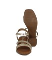 SANDALIAS DE PIEL METALIZADA CON PLANTA DE GEL PARA MUJER APLAUSO 5905 ORO