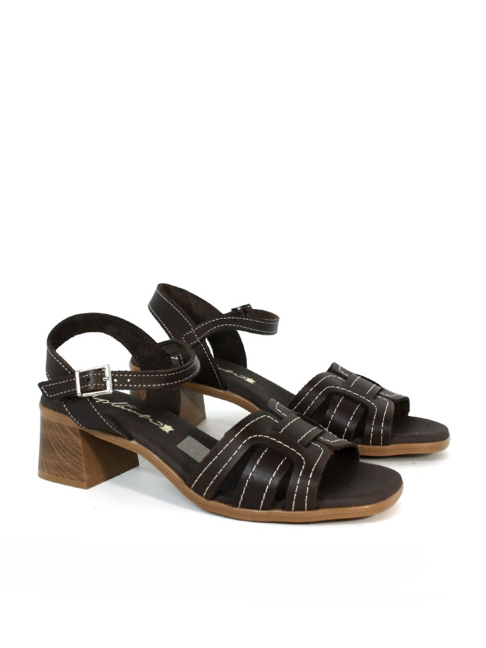 SANDALIAS CÓMODAS DE PIEL CON PLANTA DE GEL DE MUJER APLAUSO 5903 MARRÓN