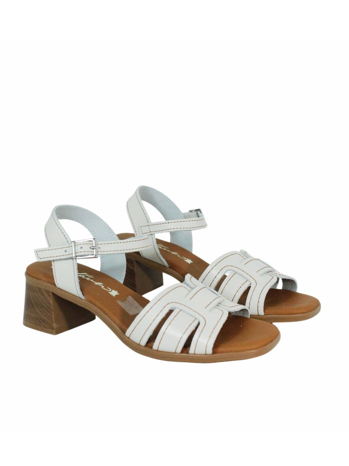 SANDALIAS CÓMODAS DE PIEL CON PLANTA DE GEL DE MUJER APLAUSO 5903 HIELO