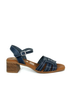 SANDALIAS CÓMODAS DE PIEL CON PLANTA DE GEL DE MUJER APLAUSO 5903 MARINO