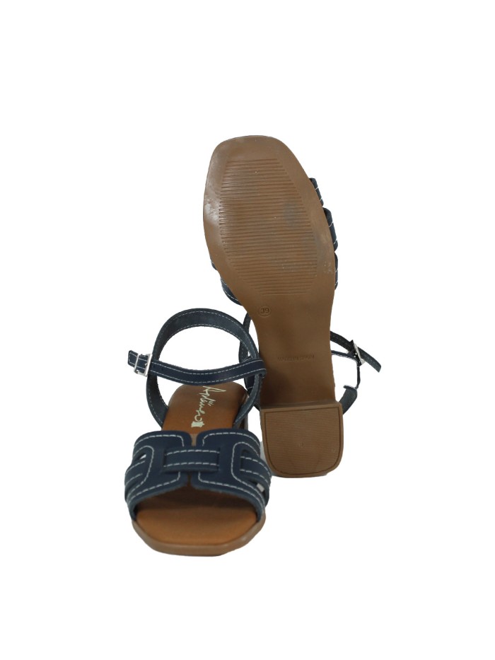 SANDALIAS CÓMODAS DE PIEL CON PLANTA DE GEL DE MUJER APLAUSO 5903 MARINO