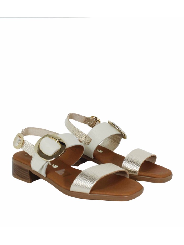 SANDALIAS DE PIEL CON MAXIHEBILLA Y PLANTA DE GEL PARA MUJER APLAUSO 5894 HIELO