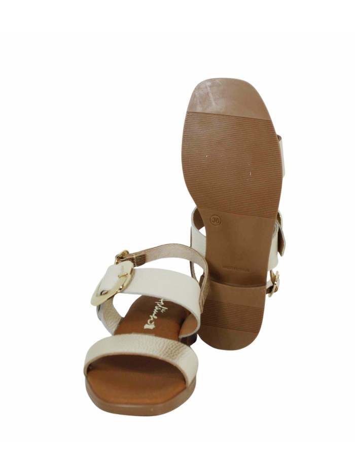 SANDALIAS DE PIEL CON MAXIHEBILLA Y PLANTA DE GEL PARA MUJER APLAUSO 5894 HIELO