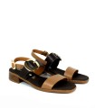SANDALIAS DE PIEL CON MAXIHEBILLA Y PLANTA DE GEL PARA MUJER APLAUSO 5894 MARRÓN
