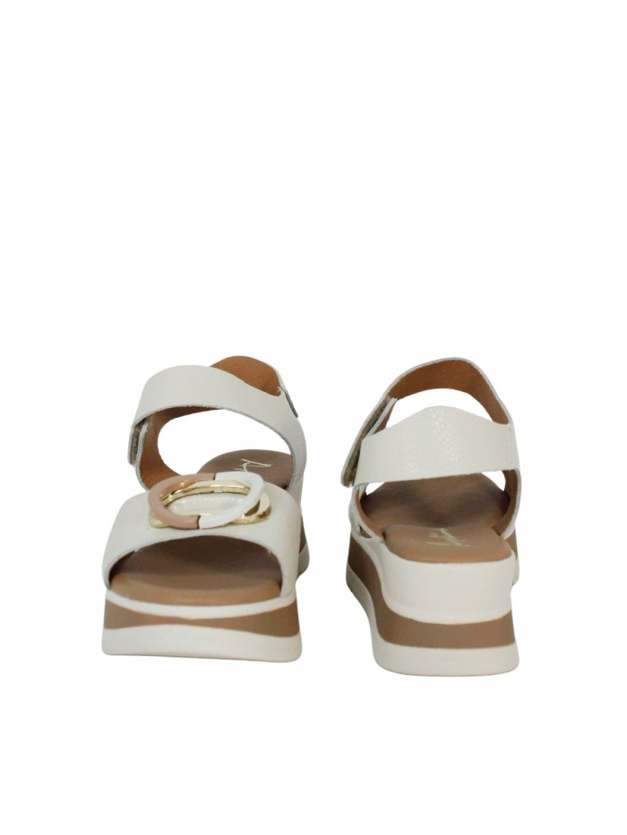 SANDALIAS DE PIEL CON CUÑA Y PLANTA DE GEL PARA MUJER APLAUSO 5974 HIELO